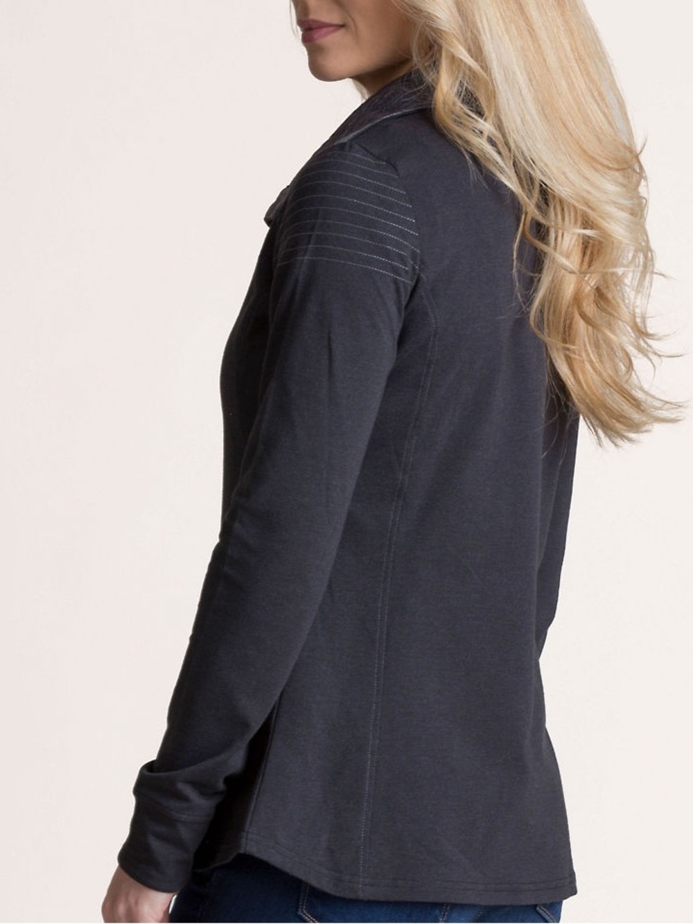 KUHL Krush Long Sleeve Jacket Dark Grey Snap Button Lightweight Silver Zip Sz XS - Picture 14 of 15